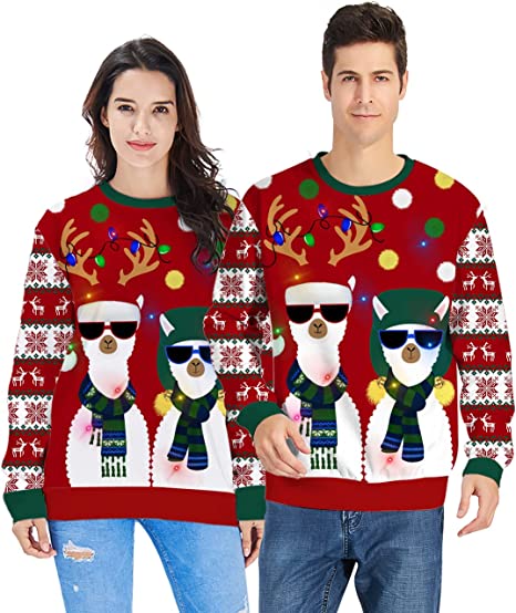 Llama Couple Ugly Christmas Sweater
