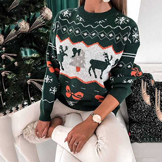 Christmas Themed Sweater Thickened Snowman Colorblock Sweater