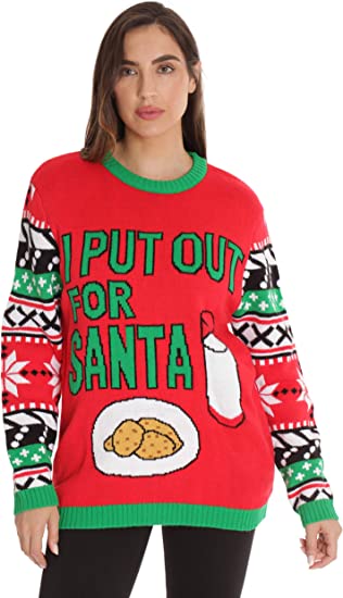 I Put Out For Santa Plus Size Ugly Christmas Sweater