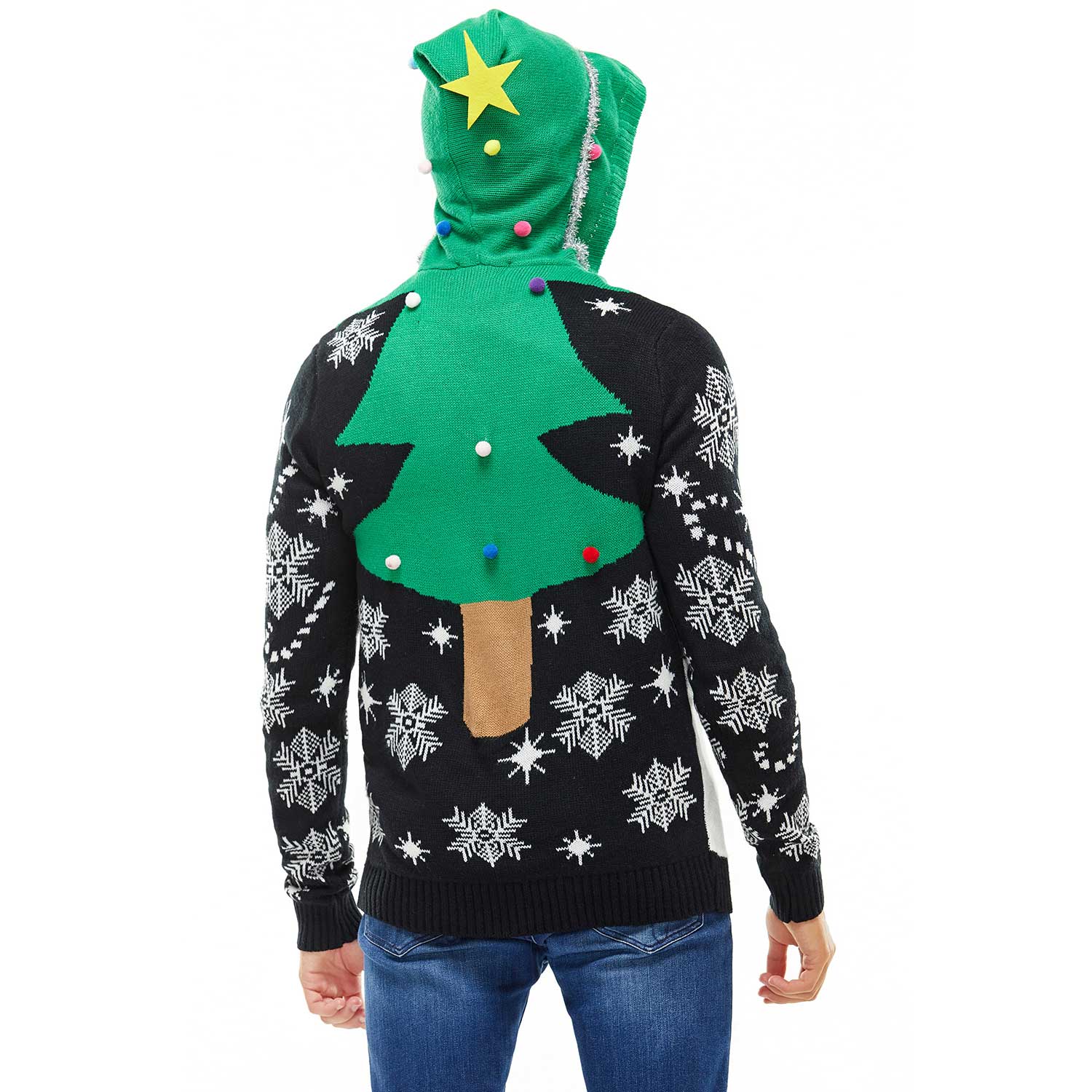 A Tinseltown Take on A Mens Knitted Funny Christmas Sweater Hoodie