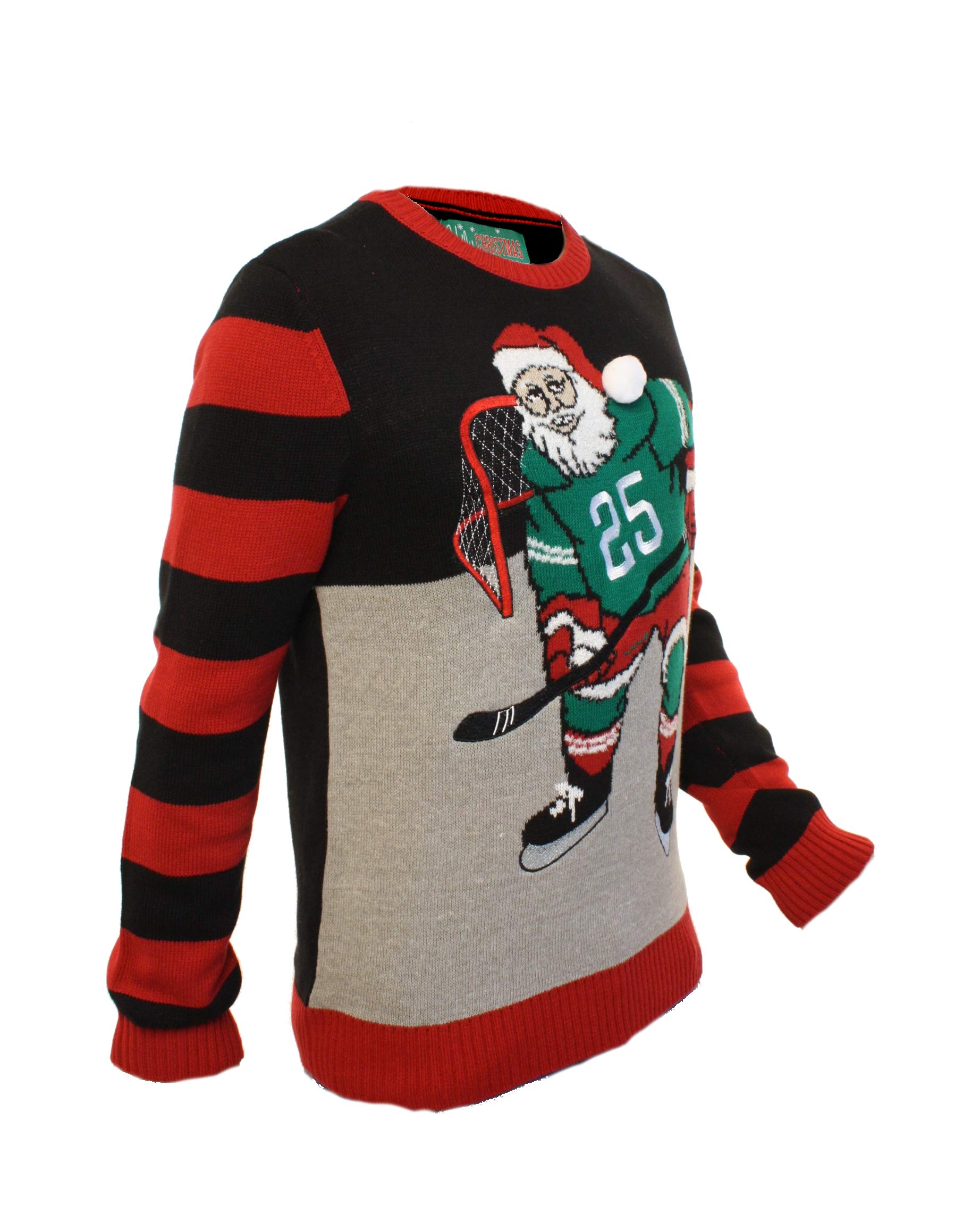Black Hockey Santa Cute Christmas Sweater