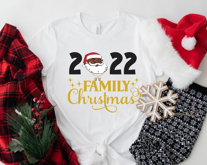 Black Santa Christmas Shirts, Black Santa 2022 Family Christmas Shirt