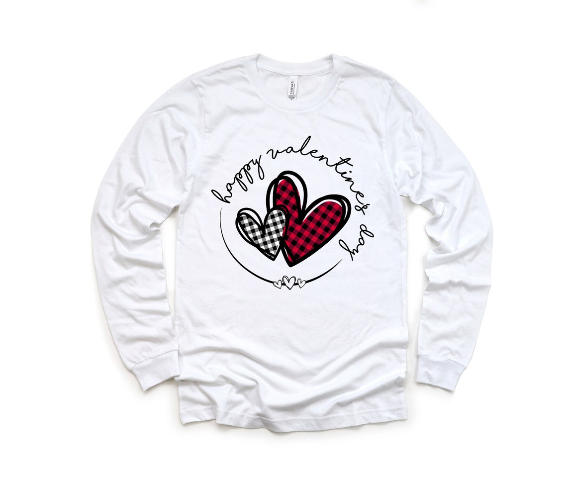 Buffalo Plaid Triple Heart Valentines Day Shirt