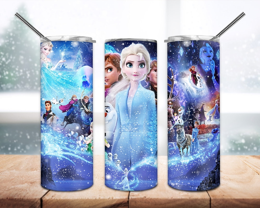 Cartoon Frozen Elsa and Anna Snow 20oz 30oz Skinny Tumbler