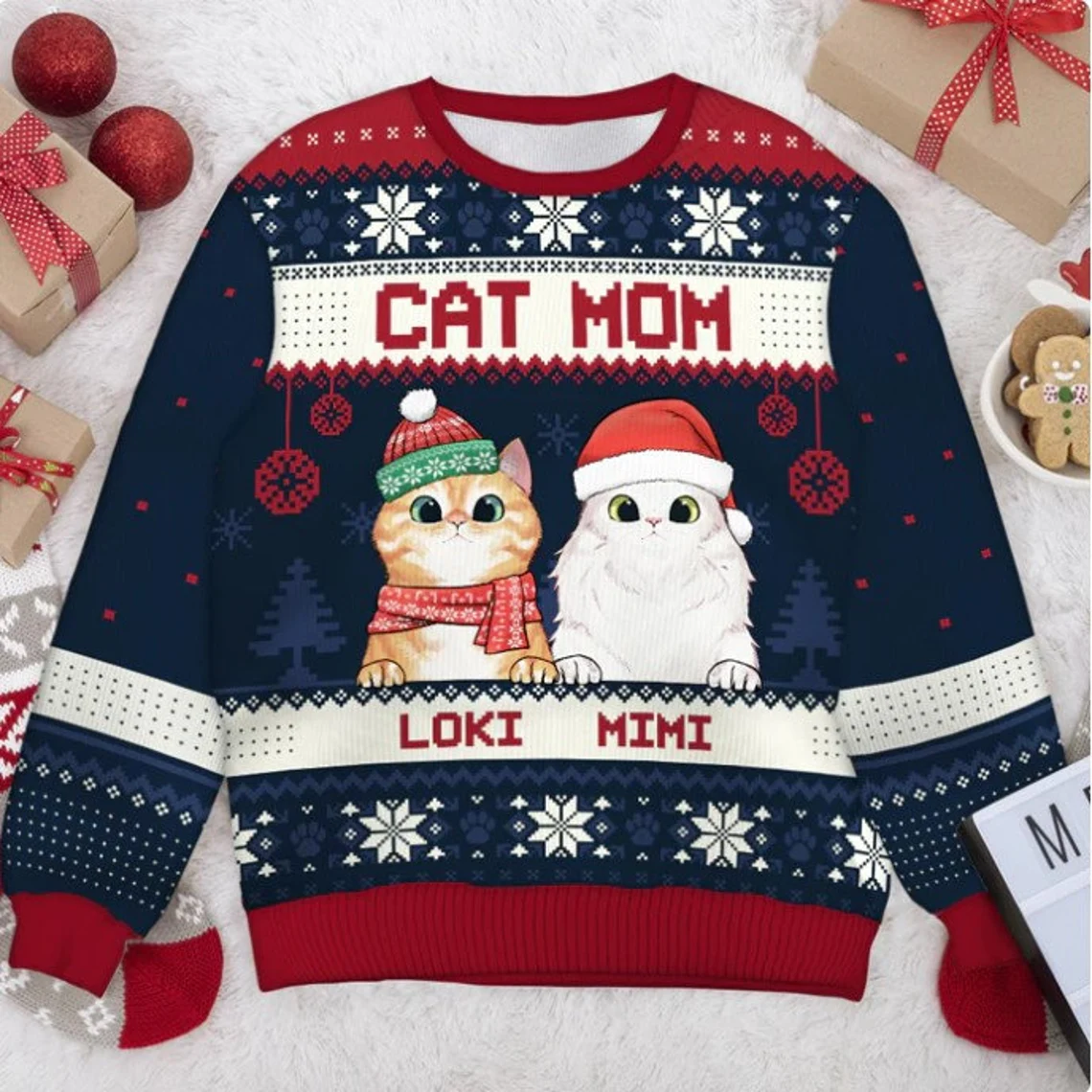 Cat Mom Cat Dad Sweater