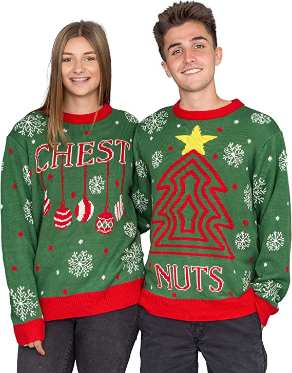 Chest Nuts Snowflakes Christmas Tree Adult Ugly Christmas Sweater