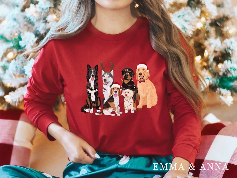 Christmas Dogs Shirt, Long Sleeve Christmas Shirt