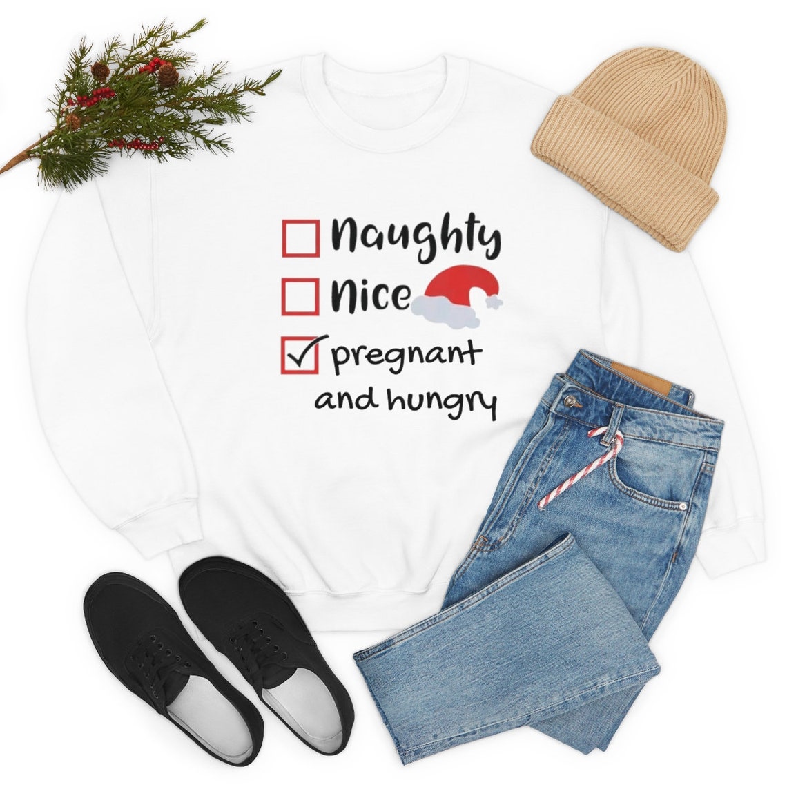 Christmas Graphic Pregnant and nice tee