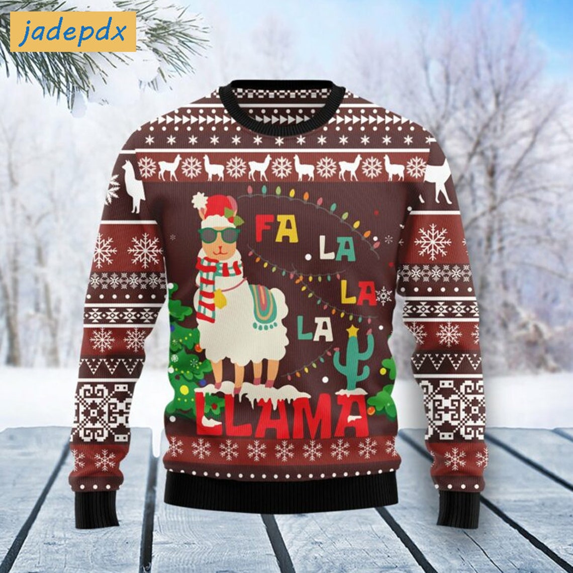 Christmas Llama Falalala Ugly Sweater