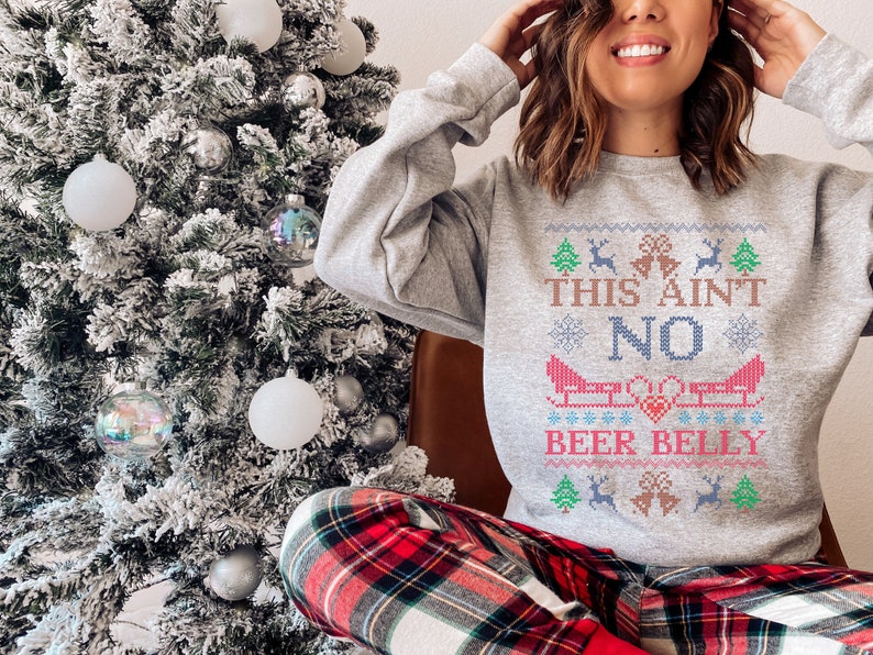 Christmas Pregnancy Announcement Shirt Beer Belly