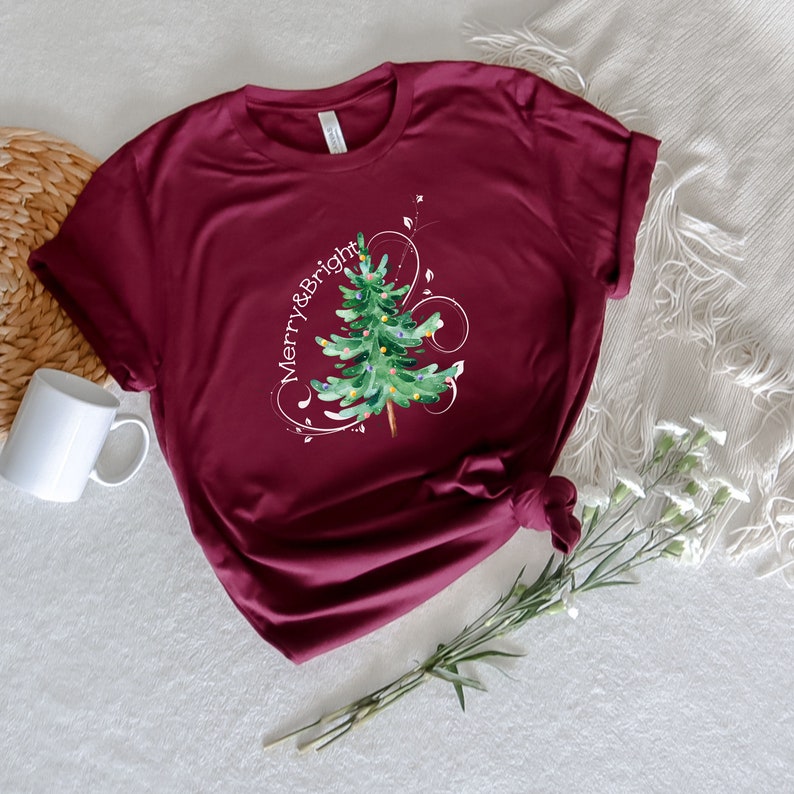 Christmas Shirts, Merry and Bright Shirt, Christmas Tree, Christmas Tshirt