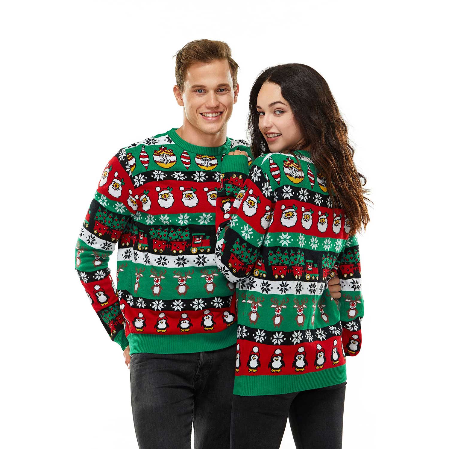 Classic Cuties on a Roll Couples Ugly Christmas Sweater