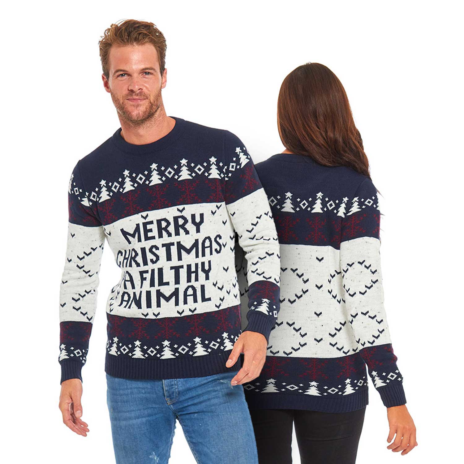 Classic Novelty Couples Ugly Christmas Holiday Sweater