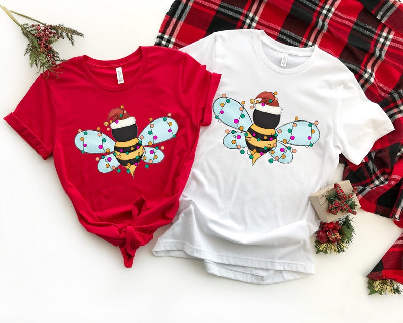 Cute Bee Christmas Shirt, Believe Christmas Shirt, Christmas Light Shirt