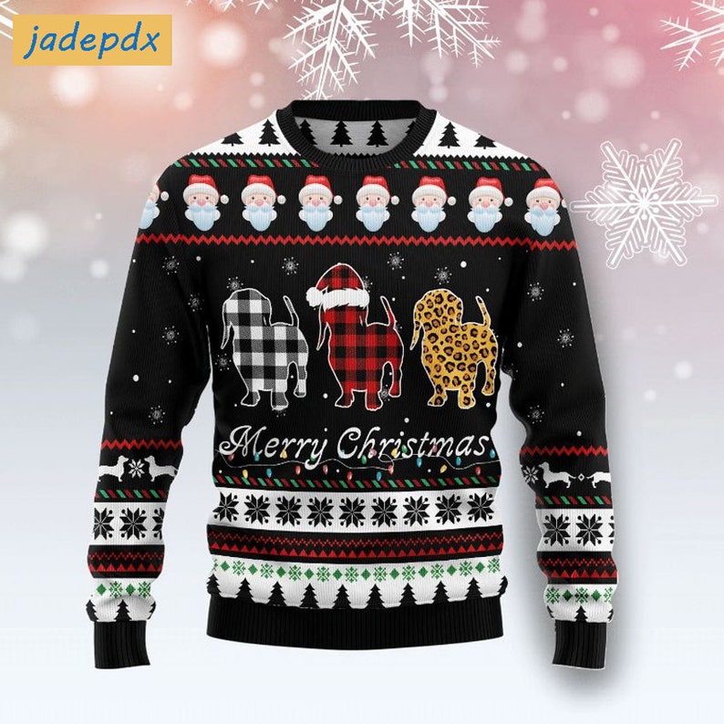 Dachshund And Santa Claus Ugly Christmas Sweater