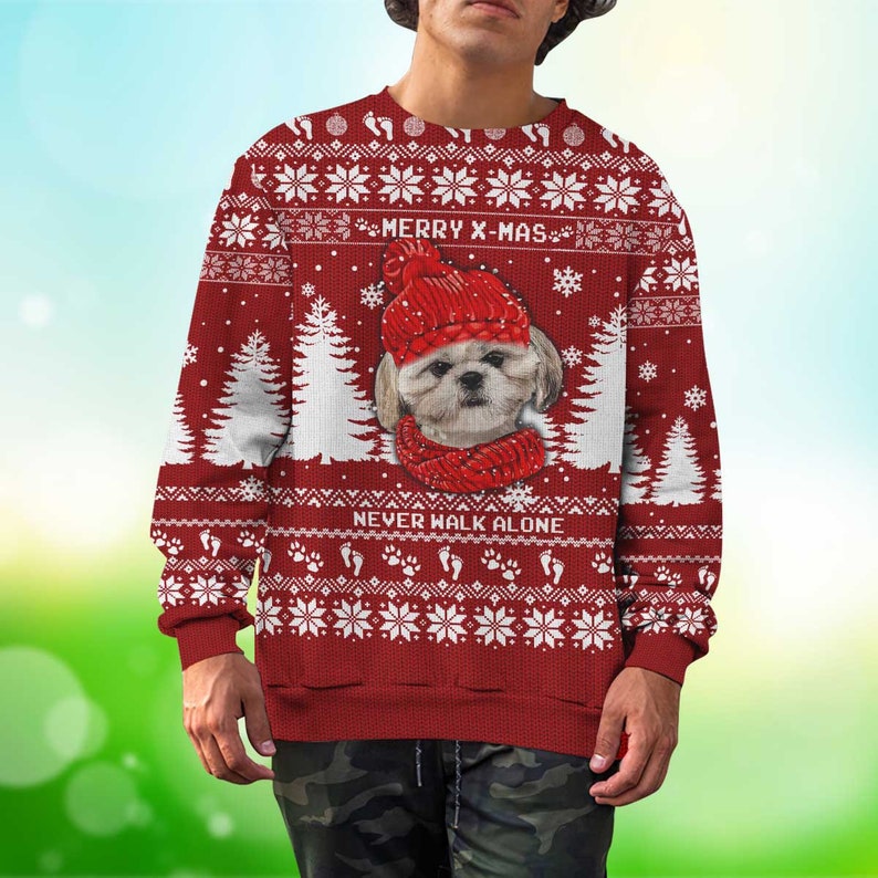 Dog Christmas Sweater Never Walk Alone