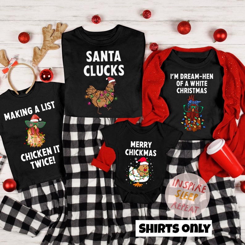 Family Christmas Pajamas, Funny Matching Family Chicken Farm Pajamas