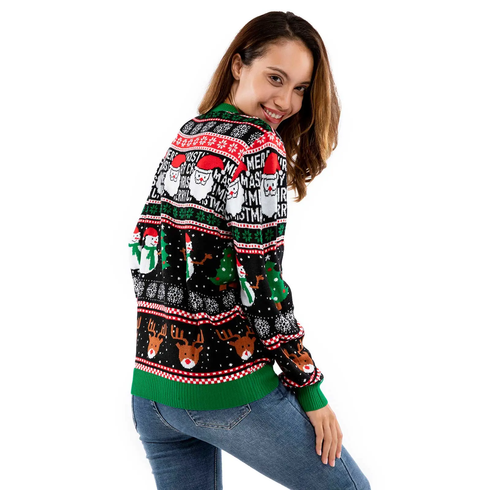 Festive Brights Womens LED Ugly Christmas Sweater