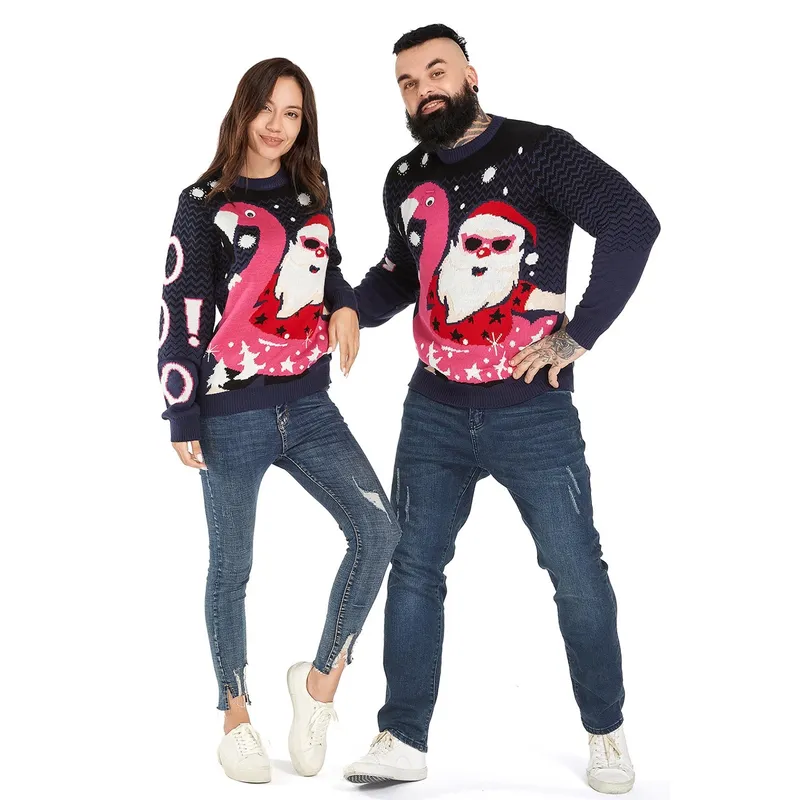 Flaming-Ho Ho Ho Couples Funny Ugly Sweater