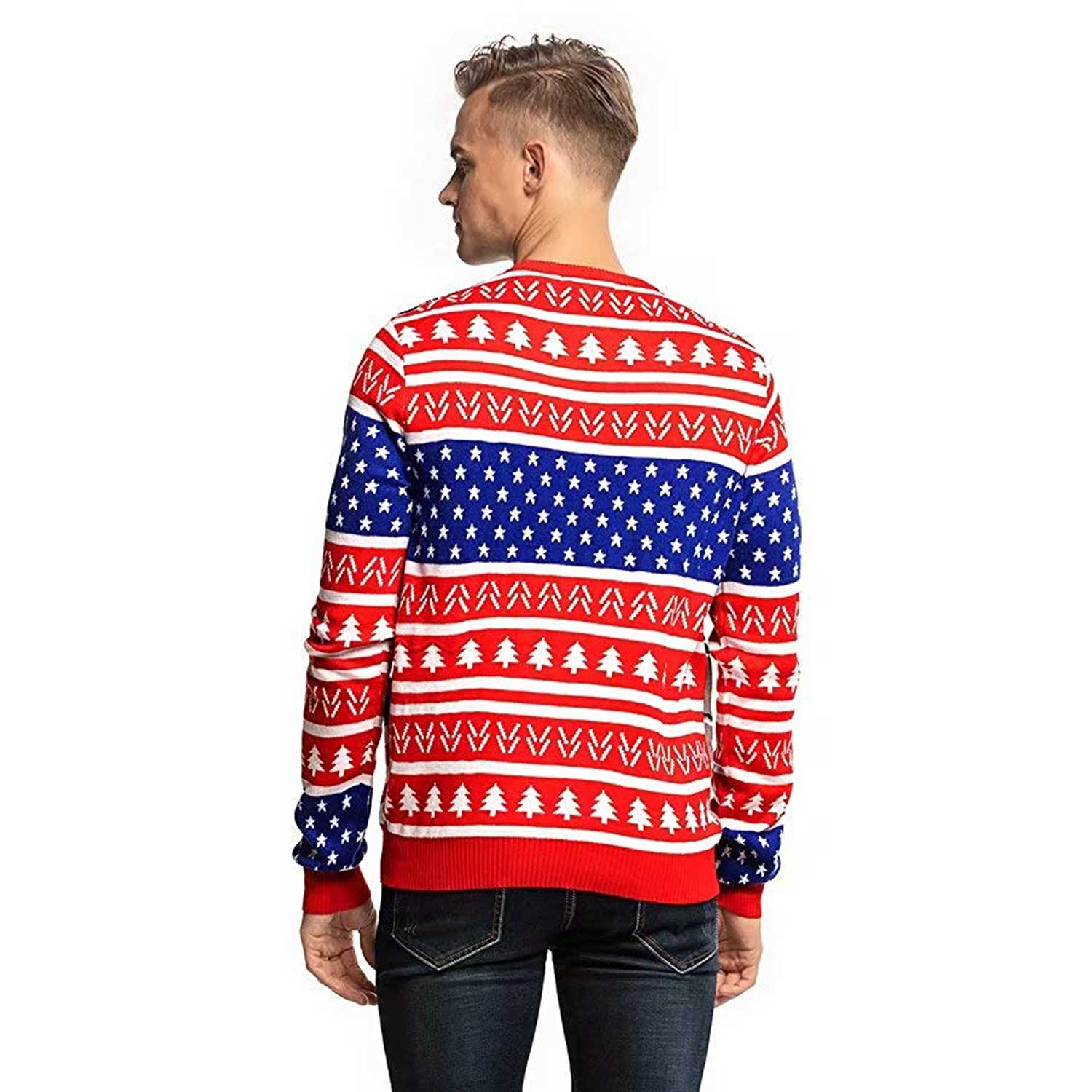 Funny USA Red White and Blue Couples Christmas Sweater