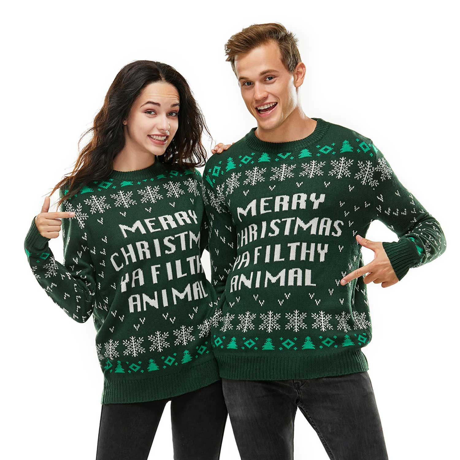 Go Green with Fair Isle and Home Alone Ugly Couples Christmas Sweater