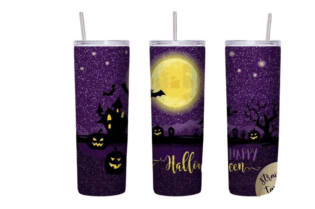Happy Halloween Beautiful Witches With Moon Beautiful Purple Color Skinny Tumbler