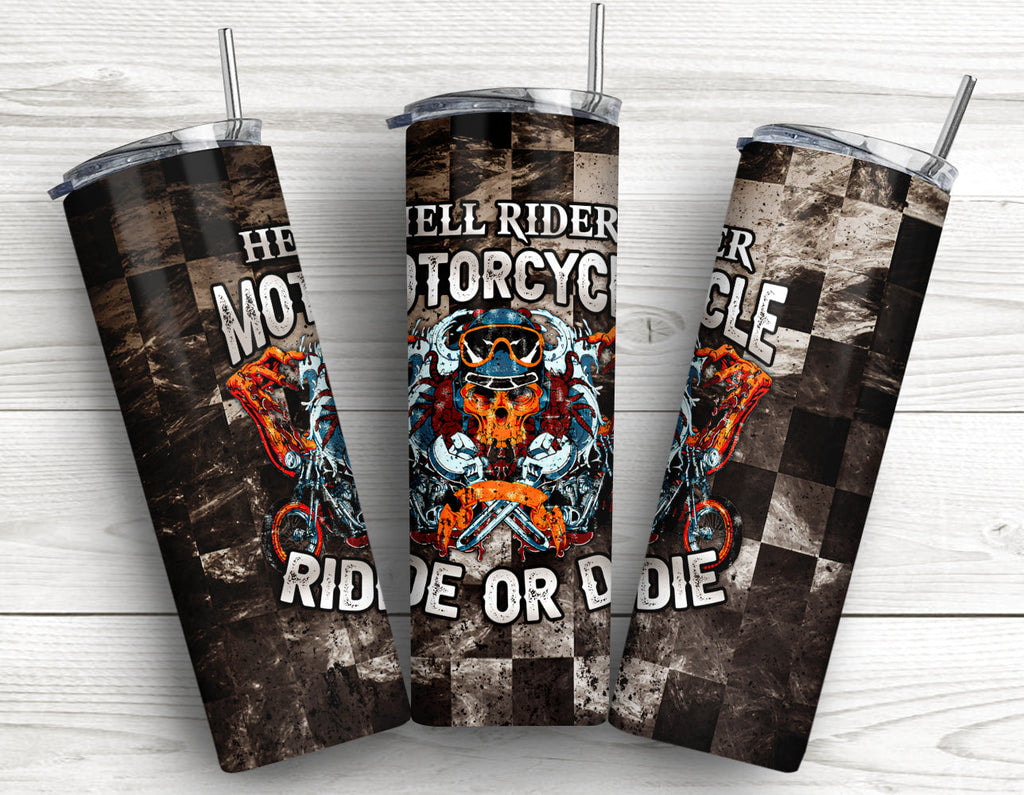 Hell Rider Motorcycle Ride Or Die Gifts For Racing Lover Skinny Tumbler