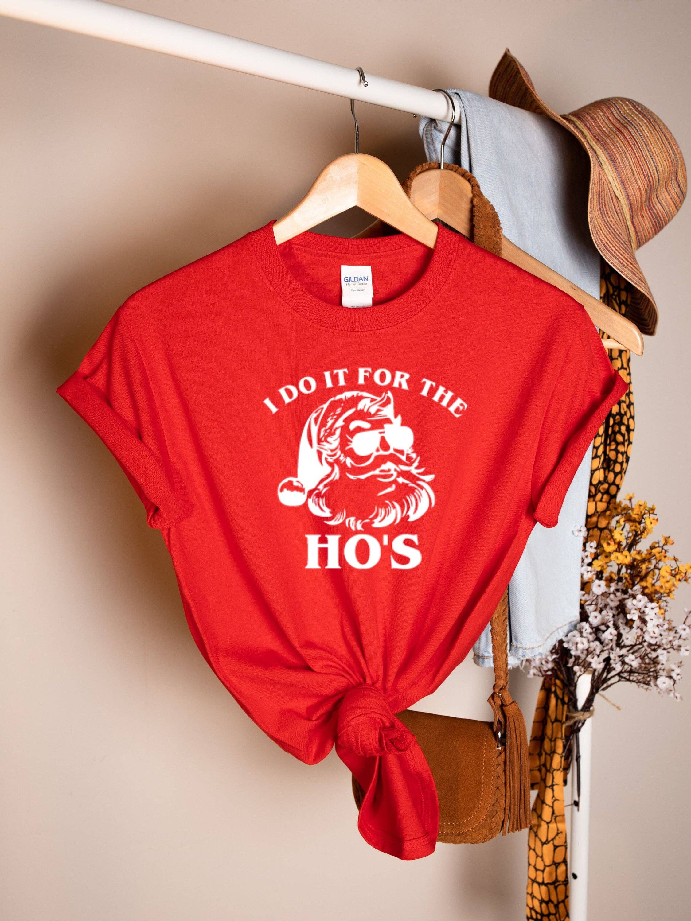 I Do It For The Ho's Shirt, Funny Christmas Santa Shirt, Naughty Santa Shirt