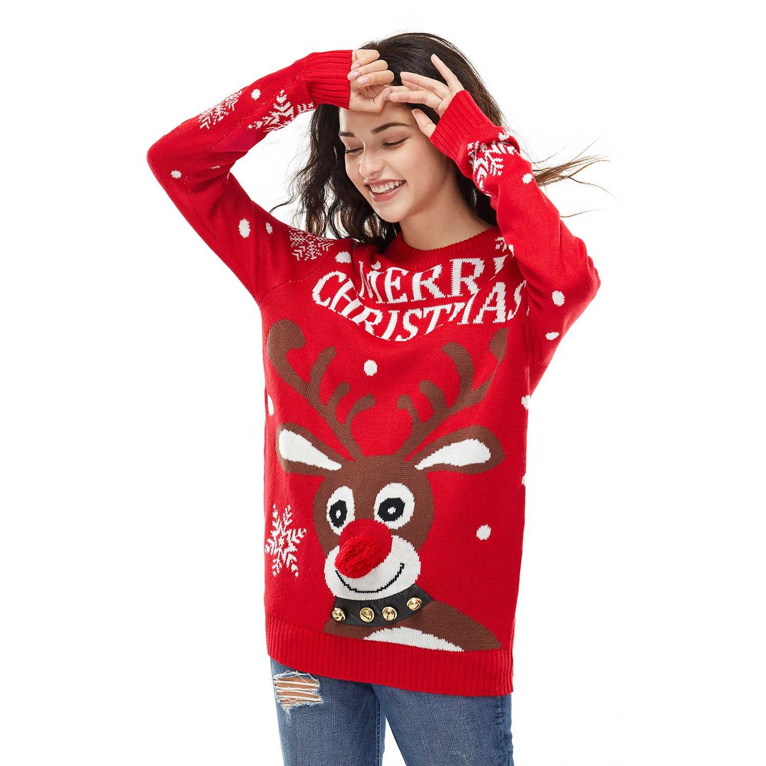 Jingle Bells Rudolph Couples Funny Ugly Christmas Sweater