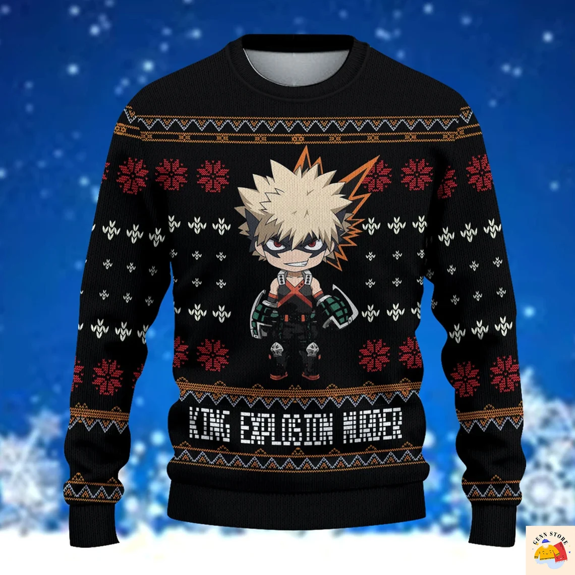 King Explosion Murder Ugly Christmas Sweater