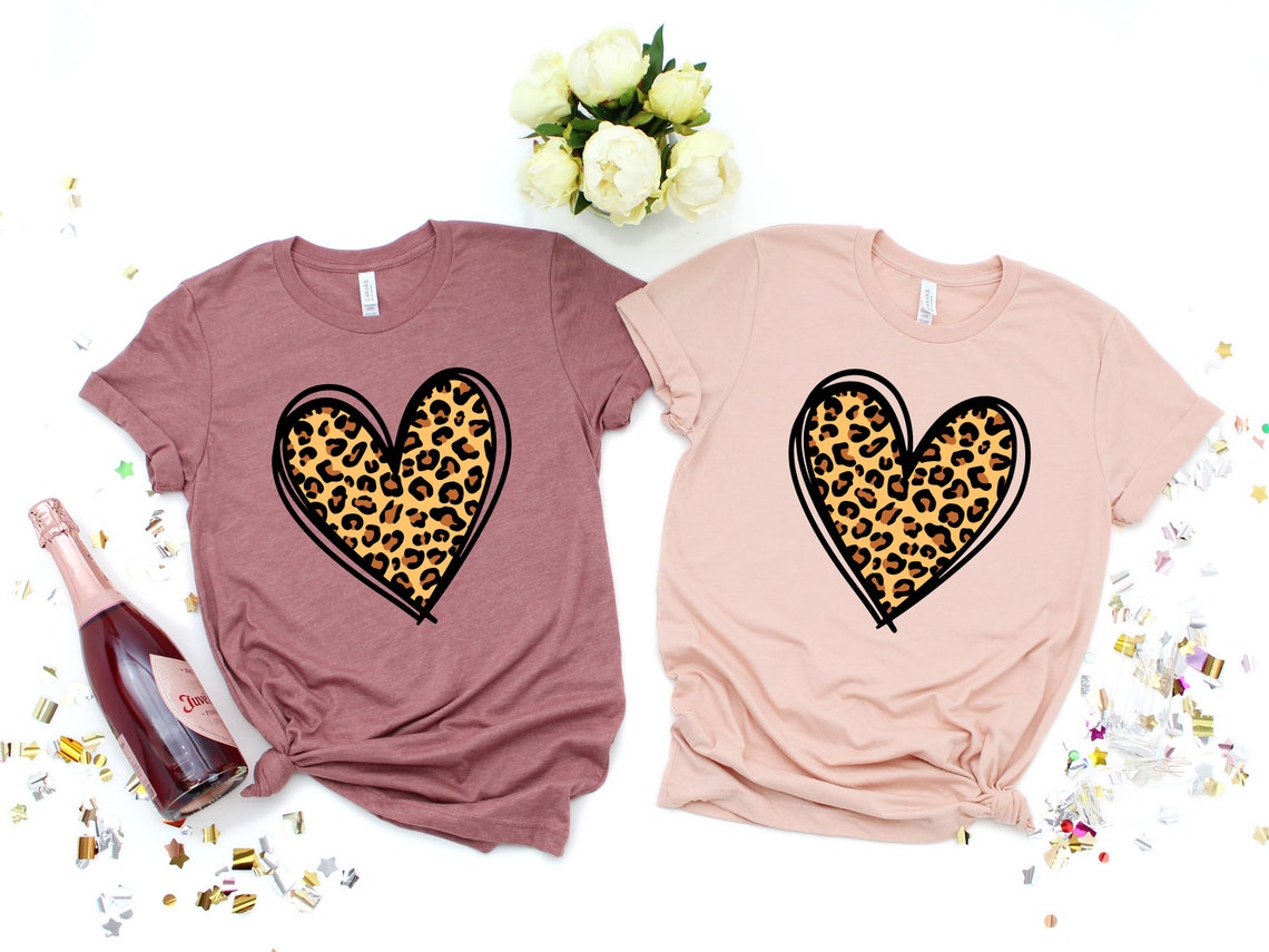 Leopard Print Valentines Day Shirt, Valentines Day Shirts For Woman