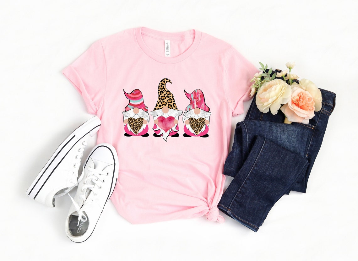 Love Gnome Shirt, Leopard Print Valentines Day Shirt