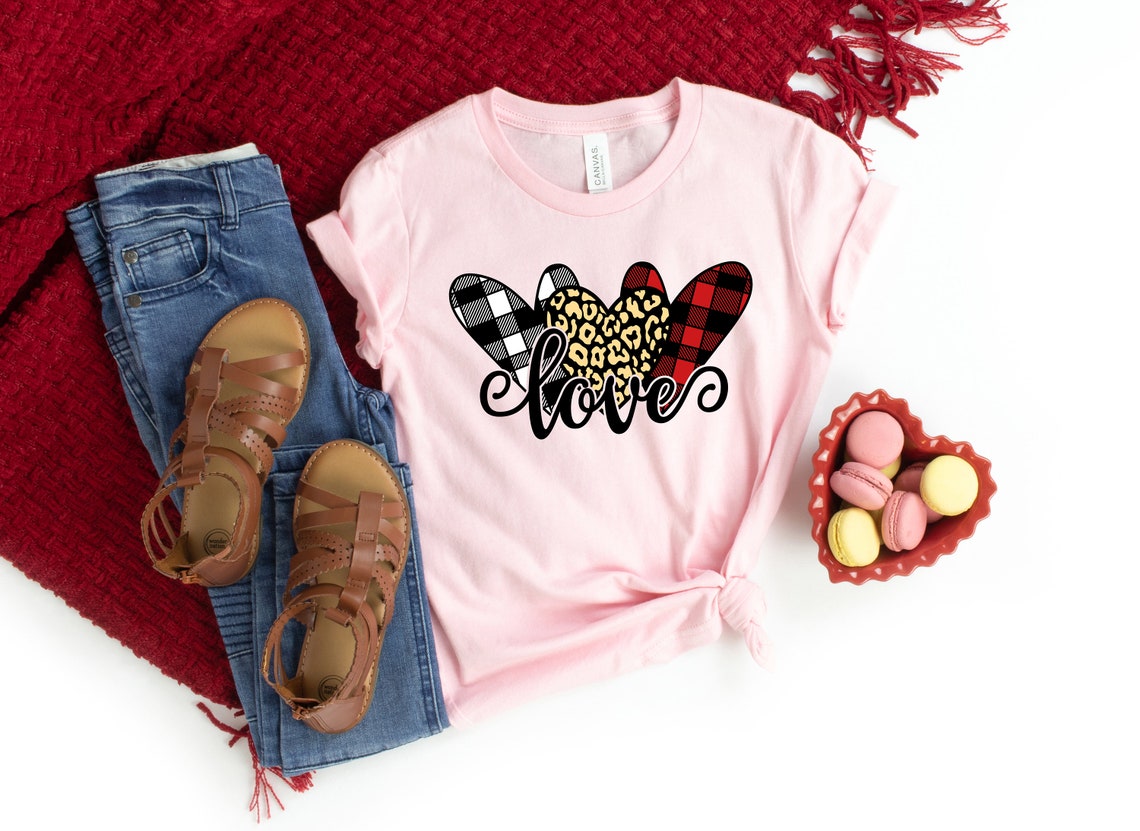 Love hearts Shirt, Buffalo Plaid Valentines Day Shirts For Mom