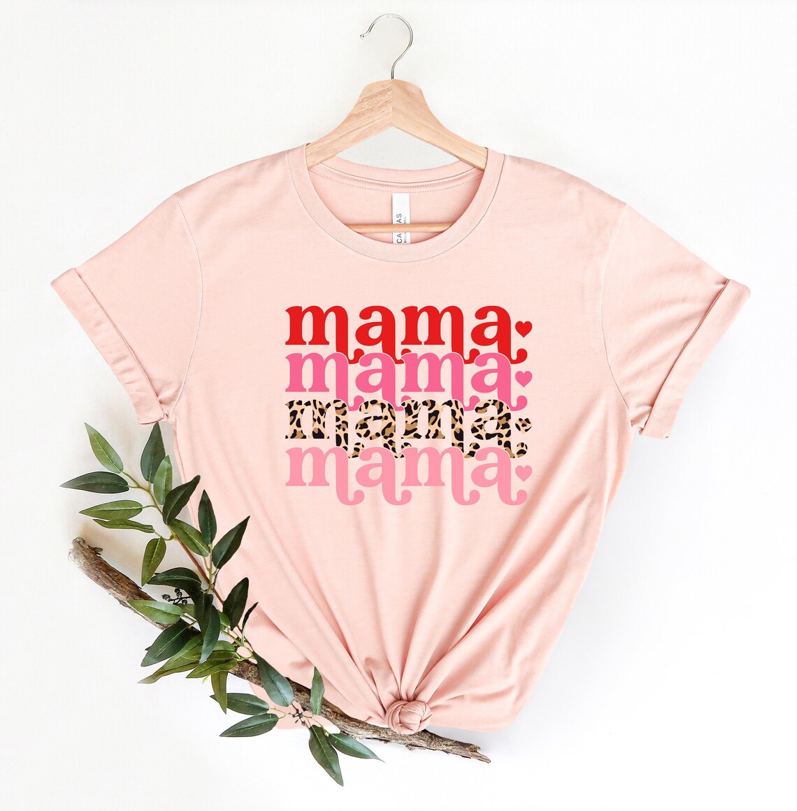 Mama Valentines Leopard Valentines Day Shirt