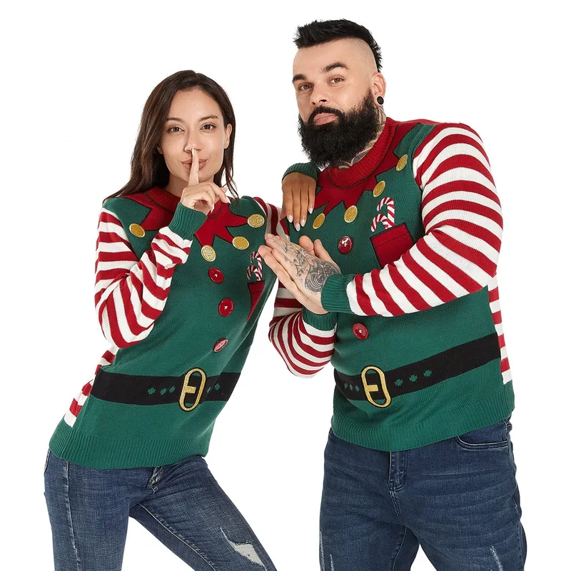 Me, My Elf and I Couples Funny Ugly Christmas Sweater