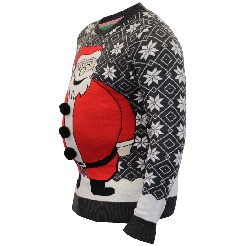 Mens Christmas Novelty 3D Santa Jumper Crew Neck Xmas Knitted Sweater