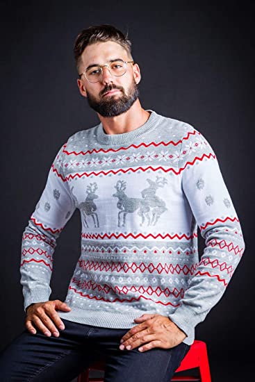 Men's Grey Humping Reindeer Sweater