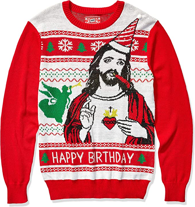Men's Ugly Christmas Sweater HPBD Jesus