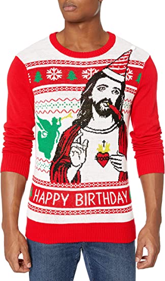 Men's Ugly Christmas Sweater HPBD Jesus