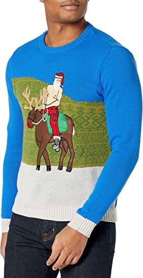 Men's Ugly Christmas Sweater Santa Riding