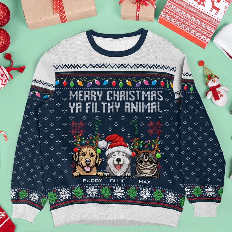 Merry Christmas Ya Filthy Animal Personalized Christmas Sweater
