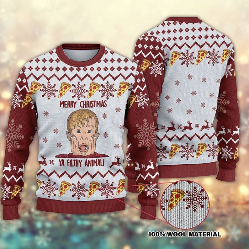 Merry Christmas Ya Filthy Kevin Knitted Ugly Christmas Sweater