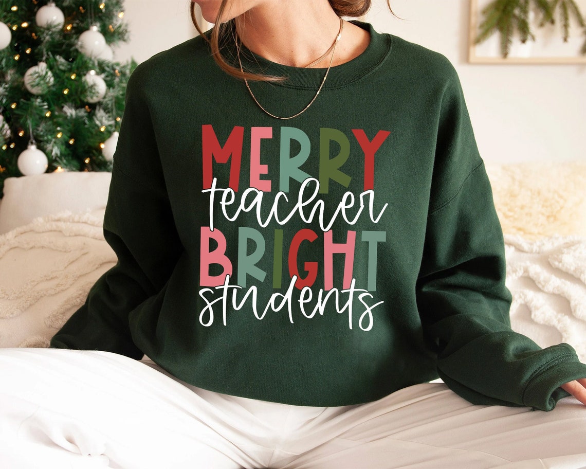 Merry Teacher Bright Student Shirt Christmas Vibes