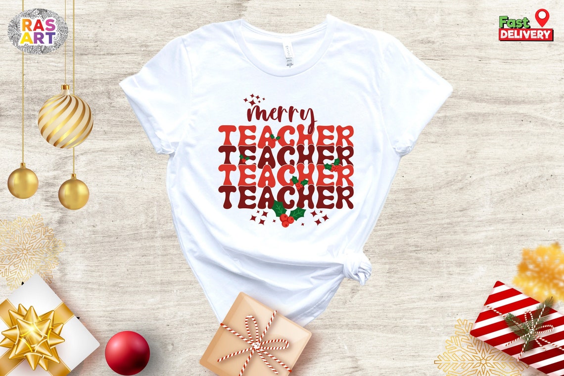 Merry Teacher Shirt, Christmas Teacher Shirt