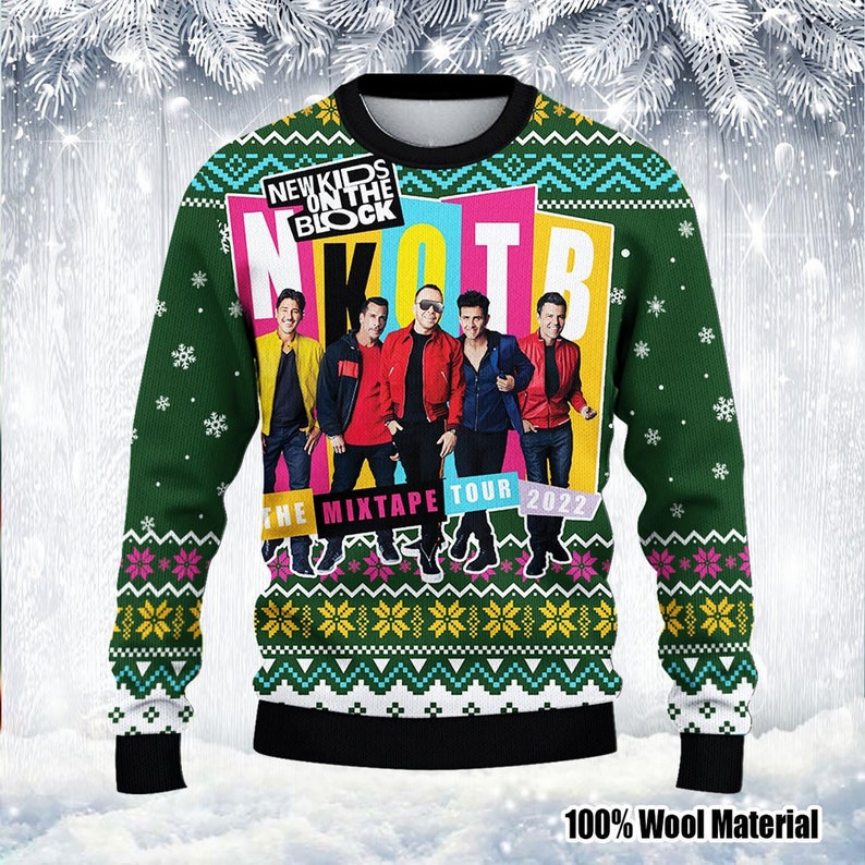 New Kids On The Block Mix Tape Tour 2022 Knitted Ugly Christmas Sweater