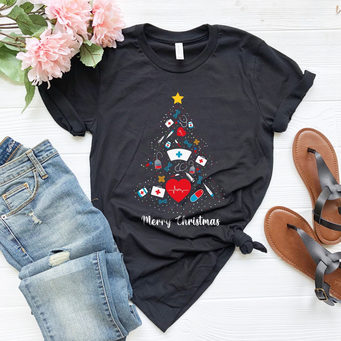 Nurse Christmas Tree Shirt, Nurse Shirt