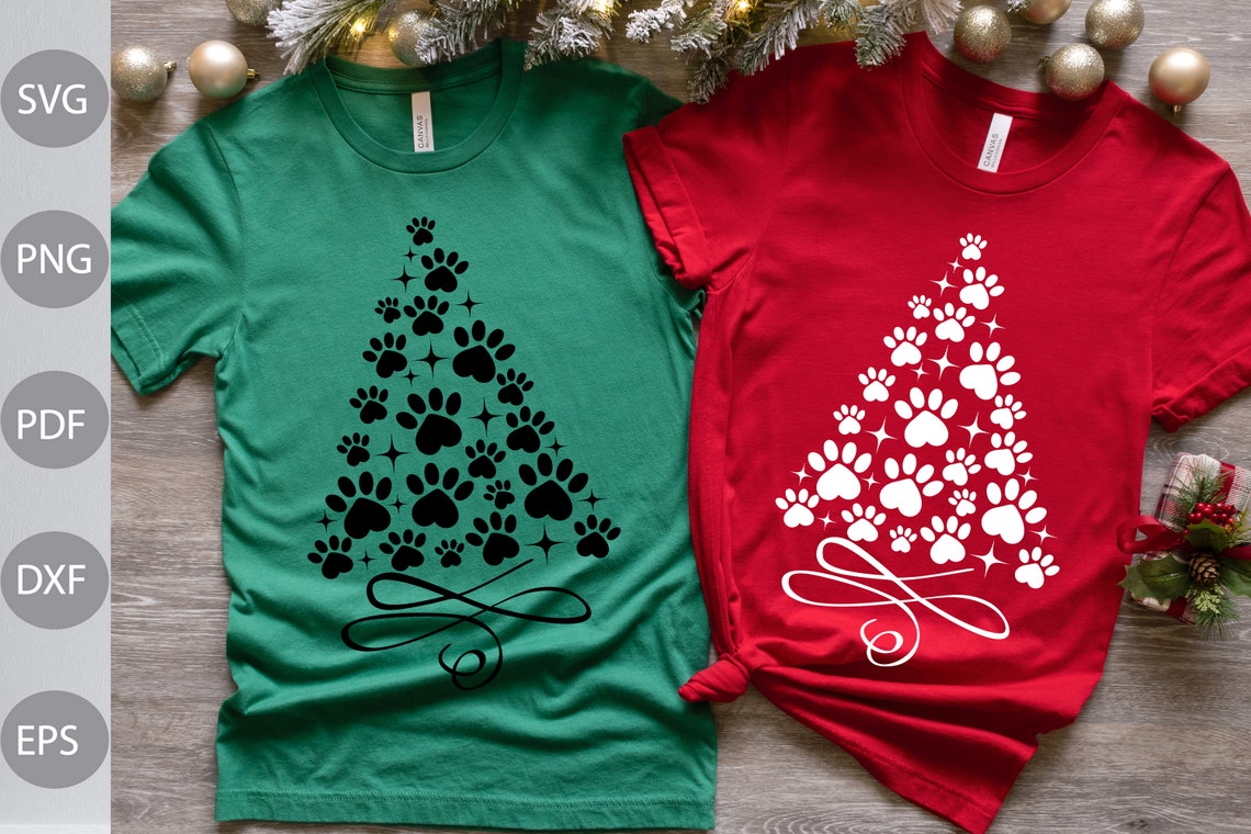 Paw Tree Christmas Silhouette Shirt