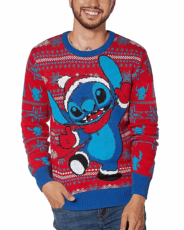 Red Santa Stitch Ugly Christmas Sweater Disney