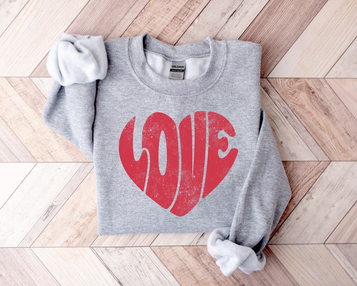 Retro Love Heart Valentines Day Shirt For Woman, Heart Shirt