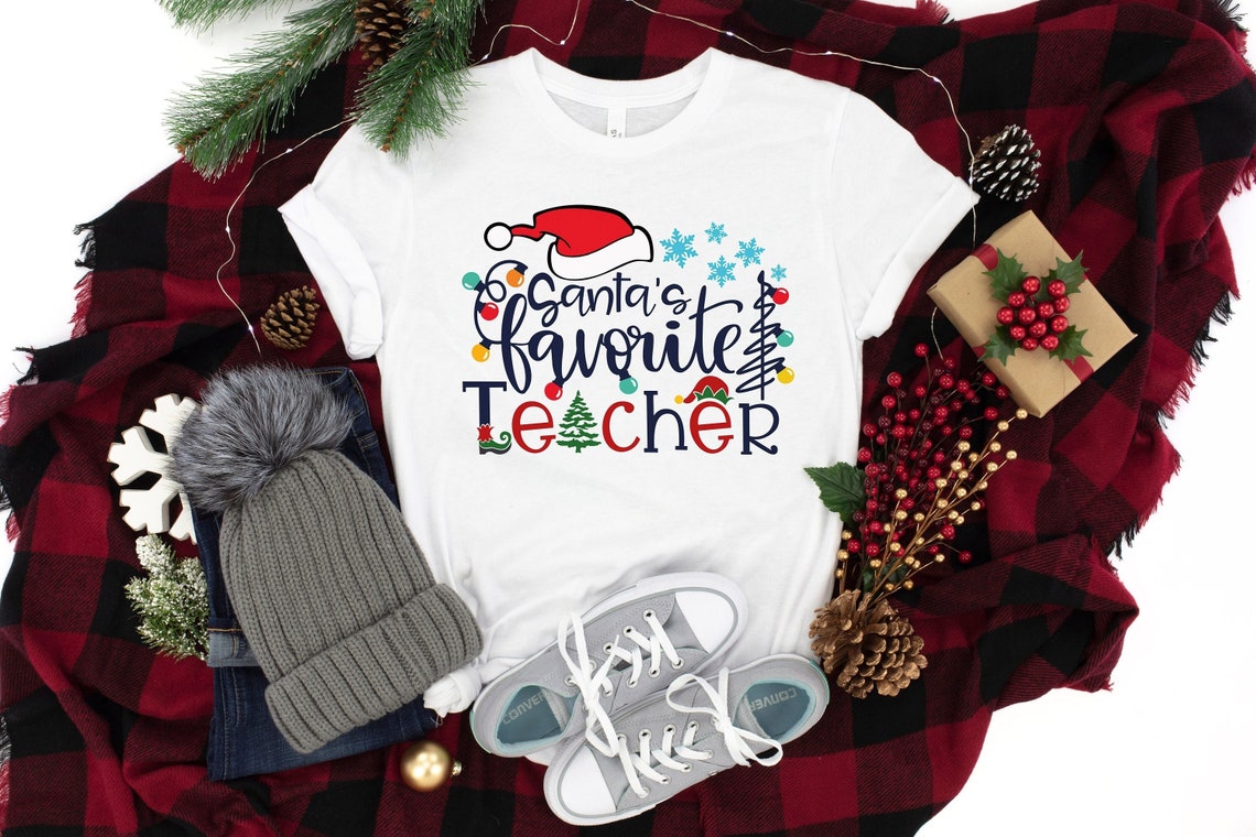 Santa's Favorite Teacher Shirt, Cute Santa Shirt